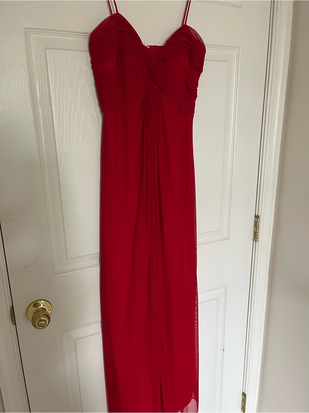 Betsy & Adam Red Spaghetti-Strap Chiffon Maxi Dress